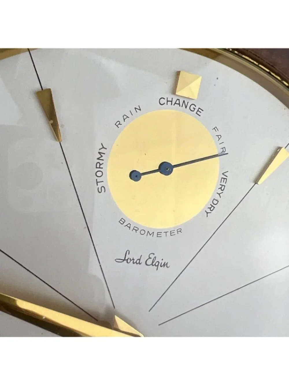 1965 MCM Lord Elgin Wood and Brass Pedestal Clock Weather Works Sales Award